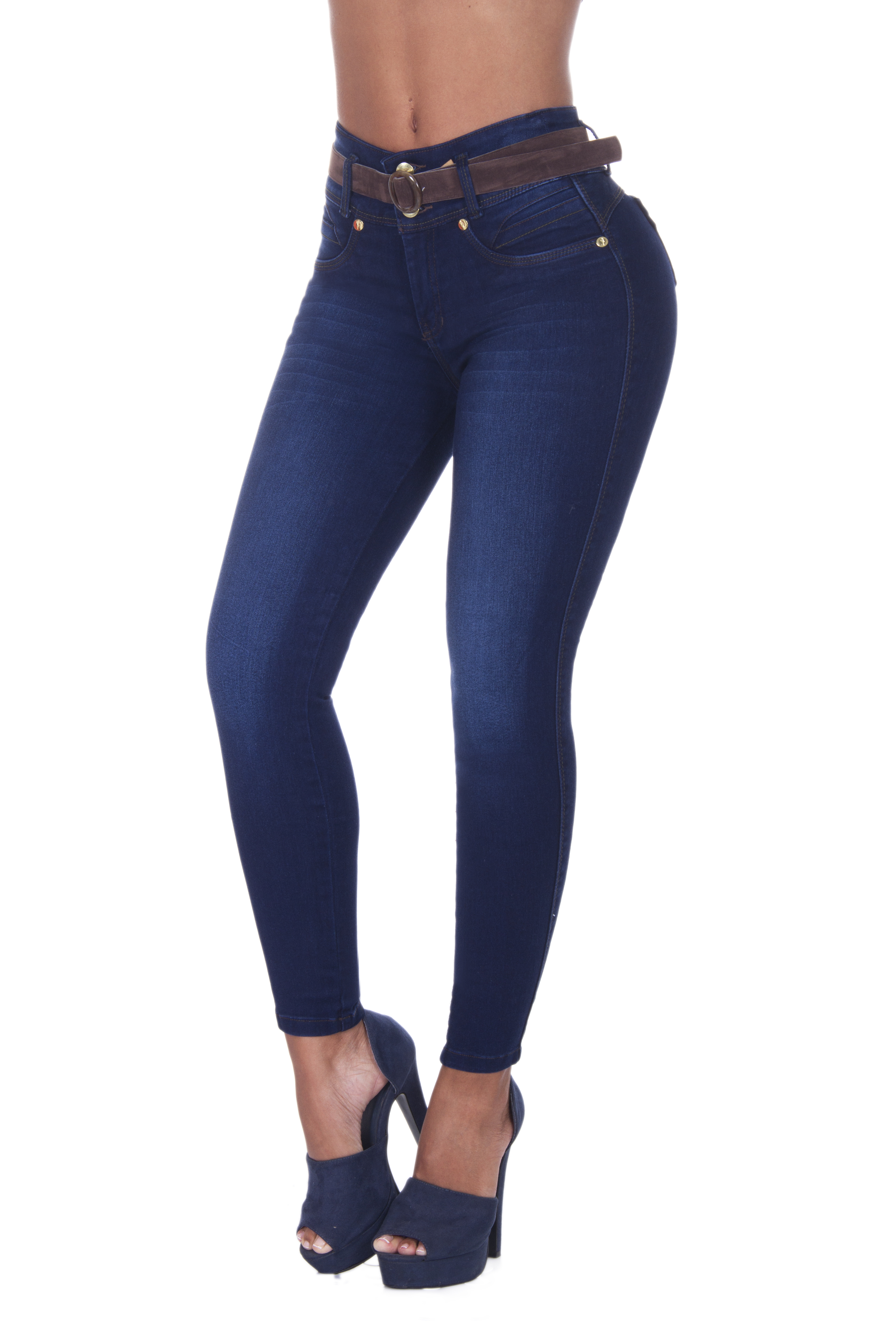 High Rise Denim Skinny Colombian Jeans for Women
